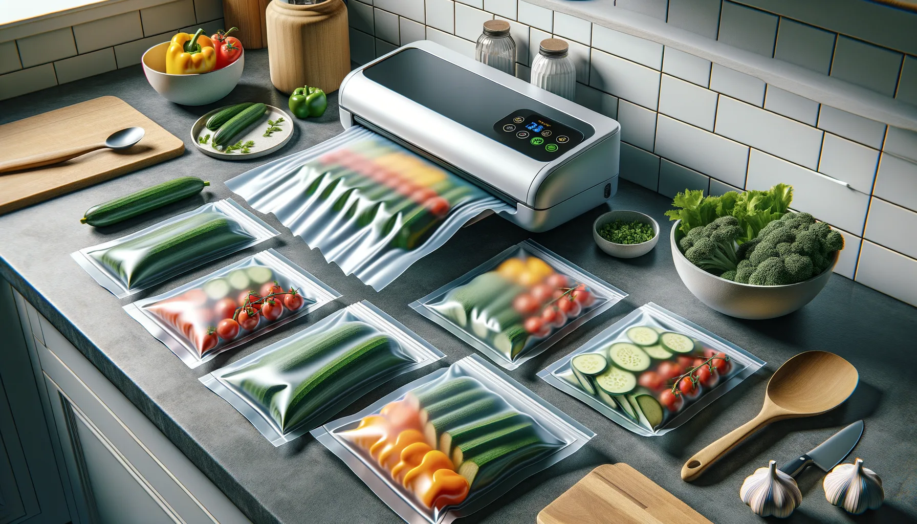 Meal-Prep Gemuese-Bowls mit Vakuumierer: Vorbereitete Beilagen in Portionen